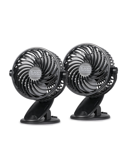 BLACK+DECKER 4" Convertible Cooling Fan Clip Fan and Standing Fan for Home or Office Portable Fan for Tabletop with 3 Speed Settings and Adjustable Tilt Angle Desk Fan 2-Pack Black